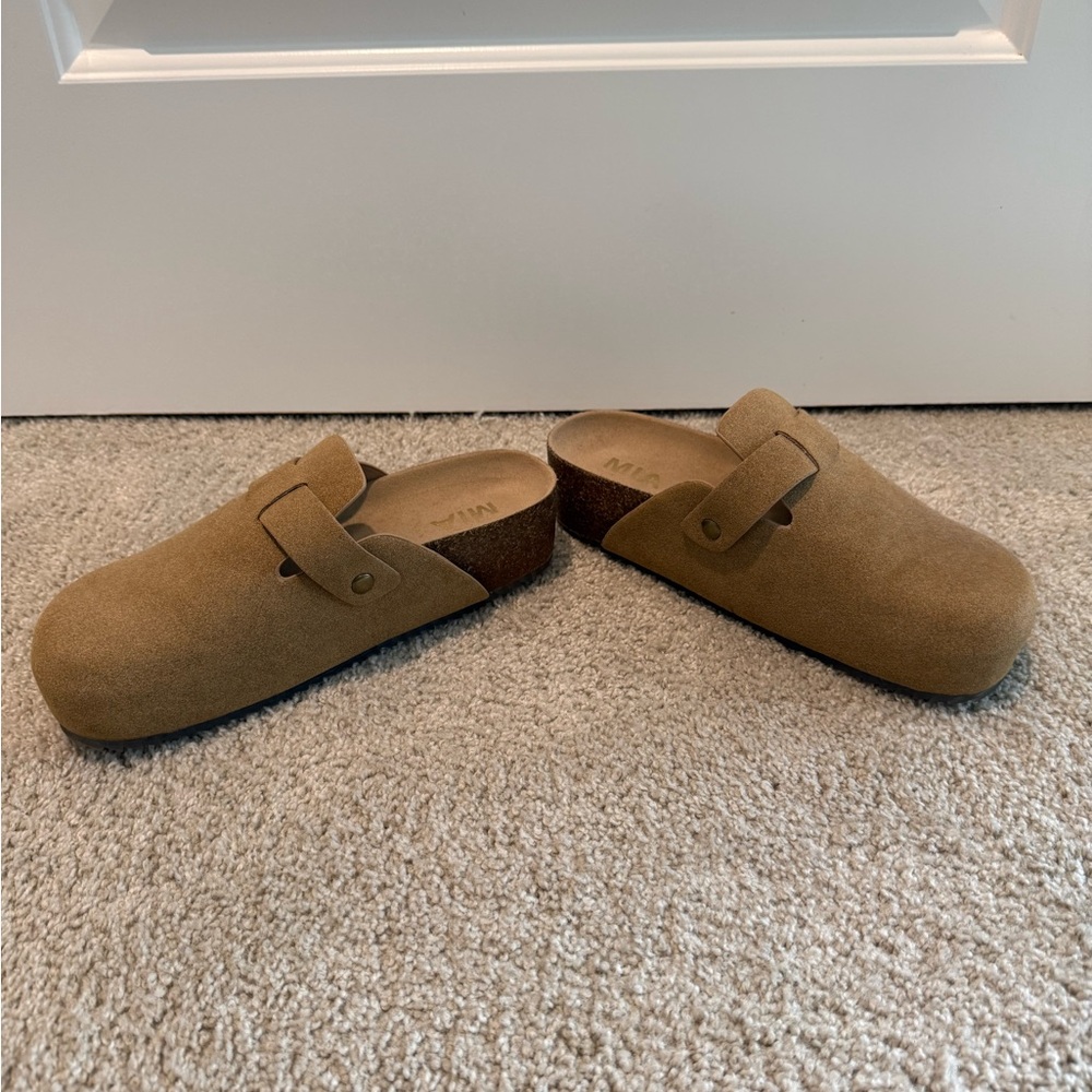 MIA Tan Suede Slip-On Clogs - Picture 7 of 7